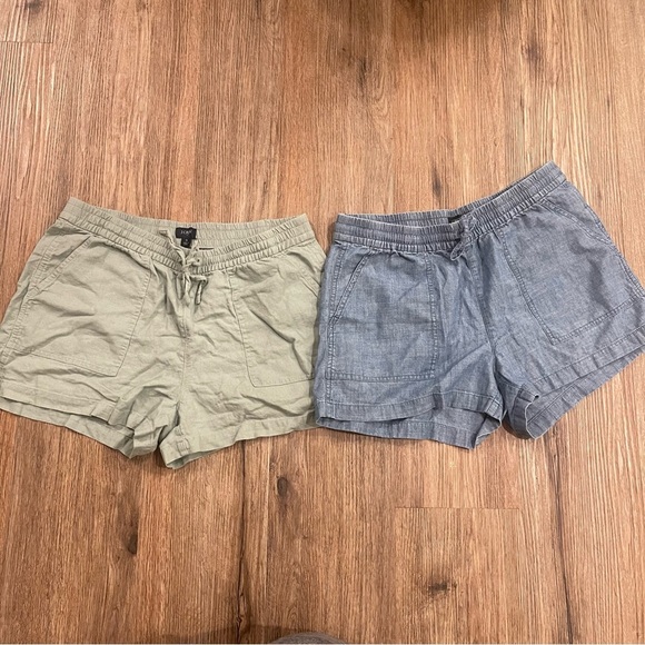 J.Crew Women’s Small Drawstring Shorts Set Of Two Comfort Cotton Chambray - Picture 1 of 9